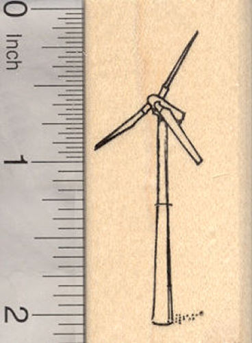 Wind Turbine Rubber Stamp, Windmill, Wind Power, Wind farm