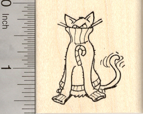 Christmas Cat Rubber Stamp, in Holiday Sweater
