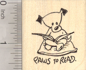 Dog Reading Rubber Stamp, Puppies and Kids Need to Read, Educational Series