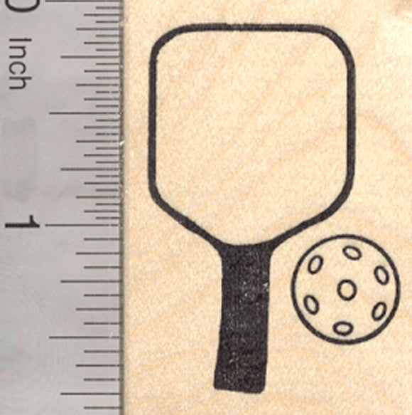 Pickleball Rubber Stamp, featuring paddle and ball