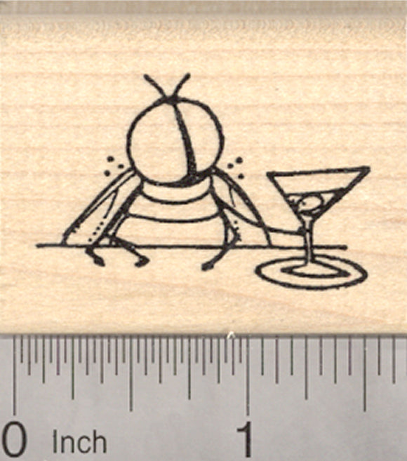 Bar Fly Rubber Stamp, Feeling Buzzed with a Cocktail, Barfly