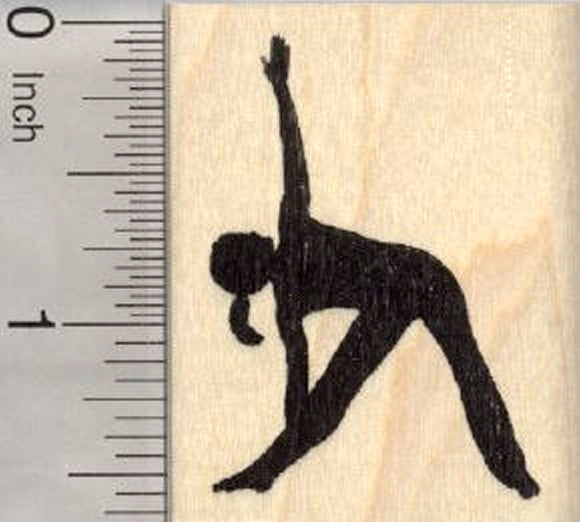 Triangle Pose Rubber Stamp, Yoga Asana, Trikonasana