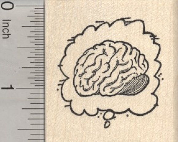 Zombie Thought Balloon Rubber Stamp, Brain