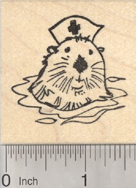 Nurse Otter Rubber Stamp, Get Well Series