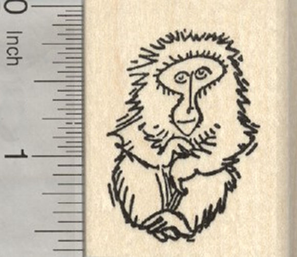 Rhesus Macaque Monkey Rubber Stamp, Japanese