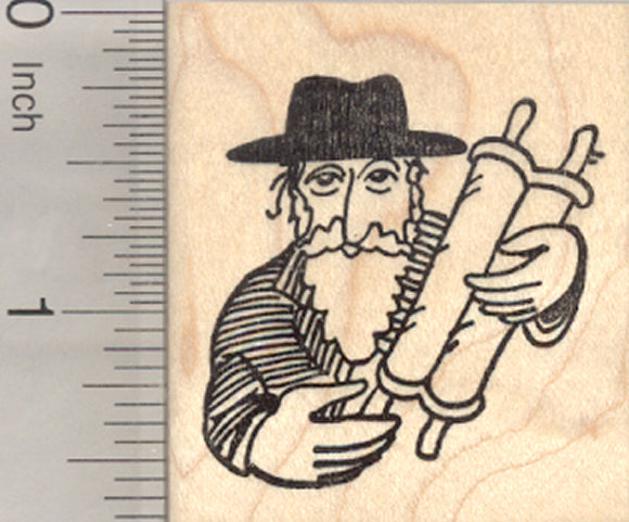 Rabbi with Torah Rubber Stamp, Jewish Teacher