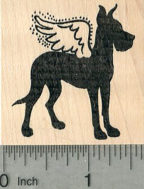 Great Dane Angel Rubber Stamp, Pet Loss Silhouette Series, Dog