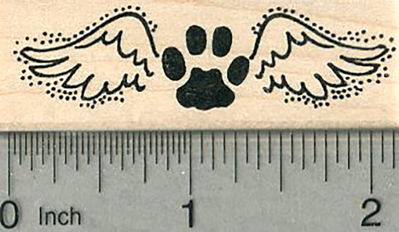 Paw Print Angel Rubber Stamp, Pet Loss Silhouette Series