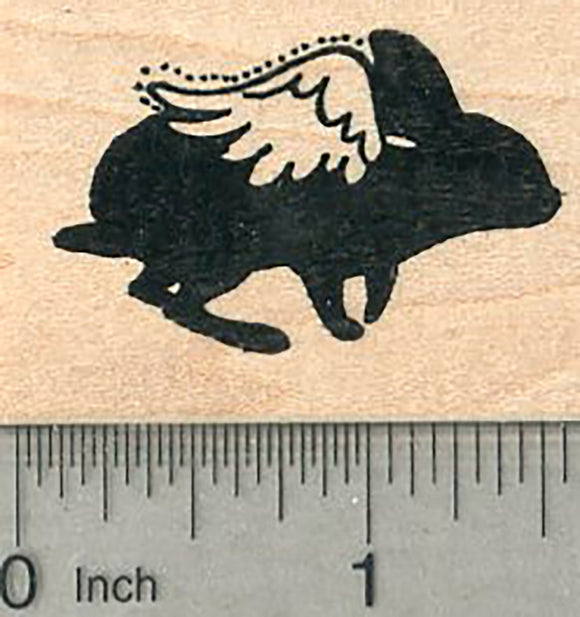 Bunny Angel Rubber Stamp, Pet Loss Silhouette Series, Rabbit