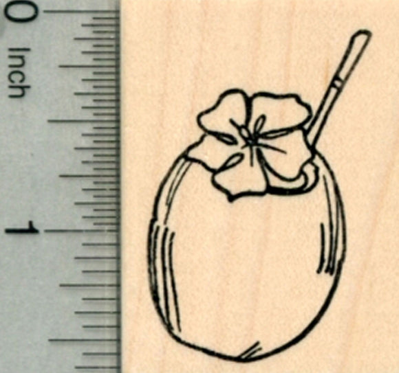 Coconut Drink Rubber Stamp, Luau Party Series