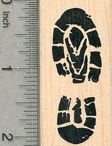 Hiking Footprint Rubber Stamp, Right Boot Tread or Track