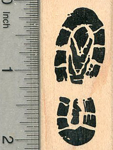Hiking Footprint Rubber Stamp, Left Boot Tread or Track