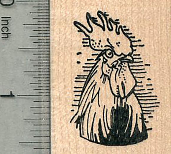 Rooster Rubber Stamp, Portrait Style