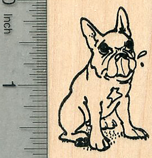 French Bulldog Rubber Stamp, Licking chops