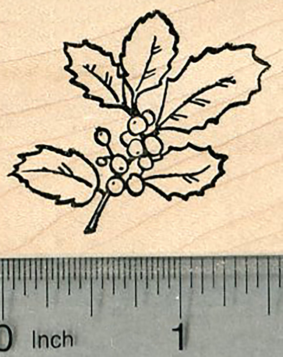 Christmas Holly Rubber Stamp