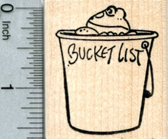 Bucket List Frog Rubber Stamp