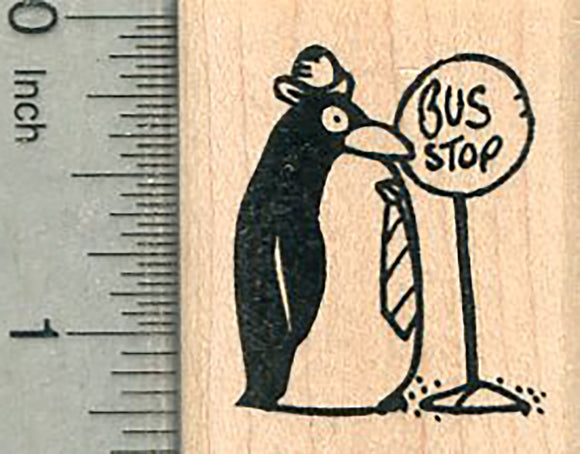 Penguin Rubber Stamp, at Bus Stop