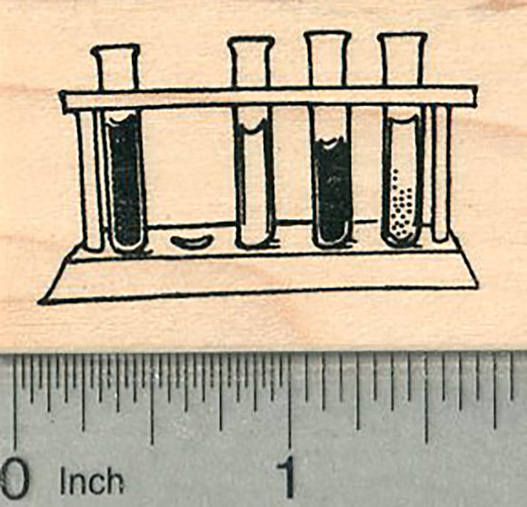 Test Tube Rack Rubber Stamp, Science Series