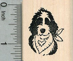 Sheepadoodle Rubber Stamp, Dog Portrait