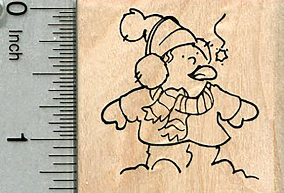 Snow Day Rubber Stamp, Child eating Snowflake, Winter Series