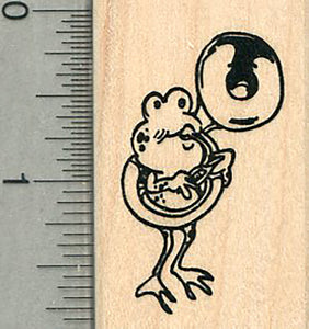 Frog Tuba Rubber Stamp, Musical Amphibian Series