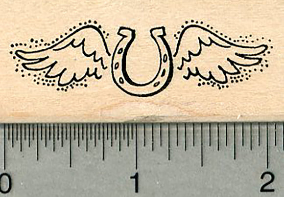 Horseshoe Angel Rubber Stamp, with Wings, Pet Loss