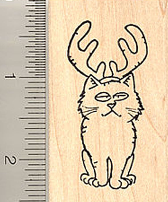 Cat Reindeer Rubber Stamp