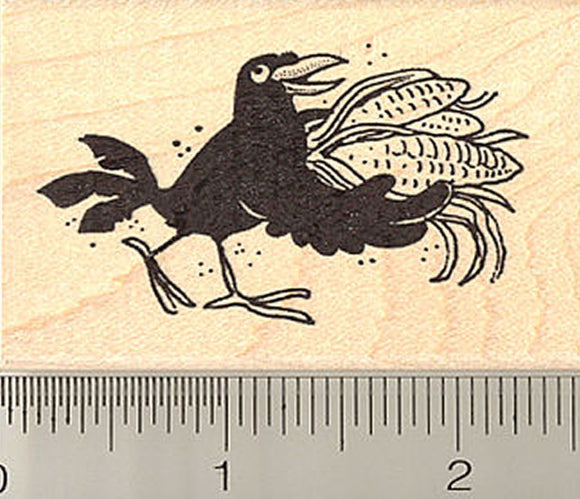 Black Crow with Corn Rubber Stamp