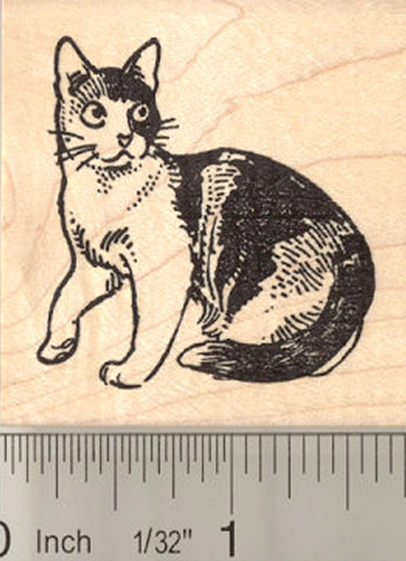 Calico Cat Rubber Stamp