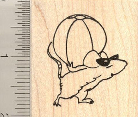 Beach Ball Mouse Rubber Stamp