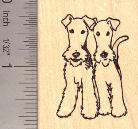 Fox Terrier Pair Rubber Stamp