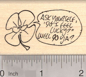 Surly St. Patrick's Day Shamrock Rubber Stamp, Lucky 4 Leaf Clover