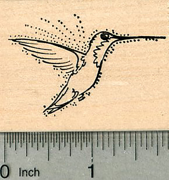 Ruby Throated Hummingbird Rubber Stamp, Bird