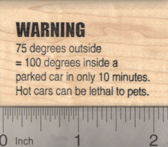 Hot Car Reminder Rubber Stamp, Warning text, Animal Welfare