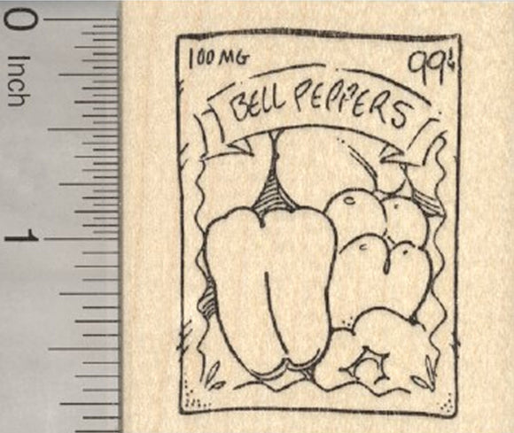 Bell Pepper Seeds Rubber Stamp, Garden Seed Packet