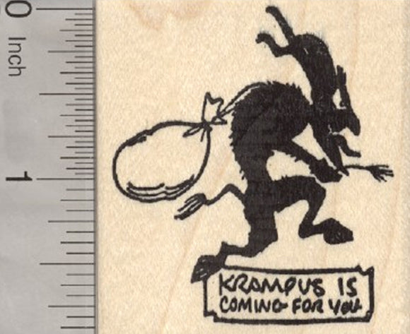 Christmas Krampus Rubber Stamp, Silhouette, is coming for you