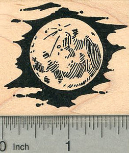 Full Moon Rubber Stamp, Cloudy Night Sky