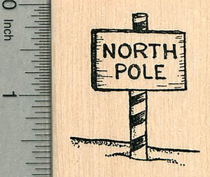 North Pole Sign Rubber Stamp, Christmas Santa Series