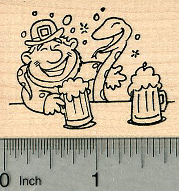 St Patrick's Day Rubber Stamp, Irish Snake Green Beer