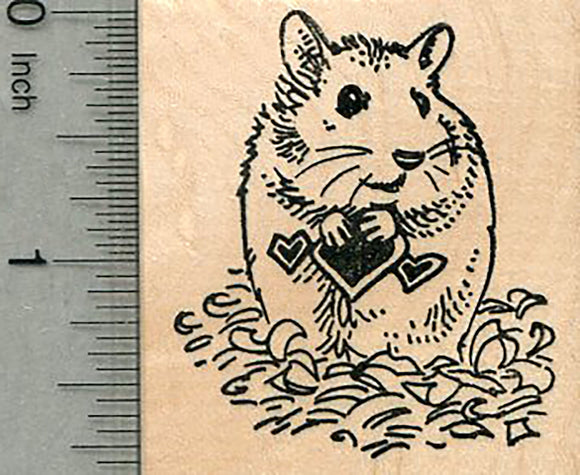 Valentines Day Hamster Rubber Stamp