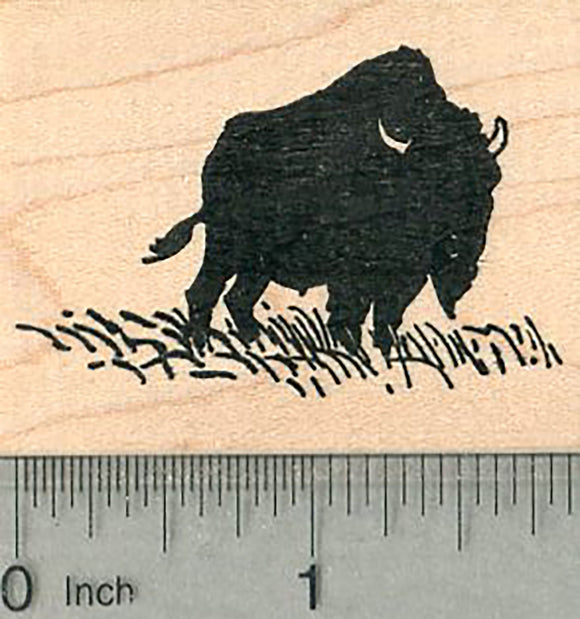 Bison Rubber Stamp, American Buffalo Silhouette