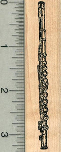 Flute Rubber Stamp, Woodwind Musical Instrument Series