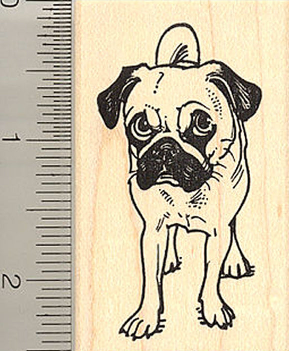 Adorable Pug Standing - Rubber Stamp