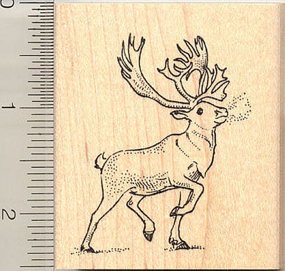 Prancing Caribou Rubber Stamp