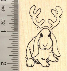 Lop Rabbit Reindeer Rubber Stamp