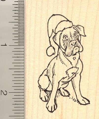 Christmas Boxer Dog Rubber Stamp
