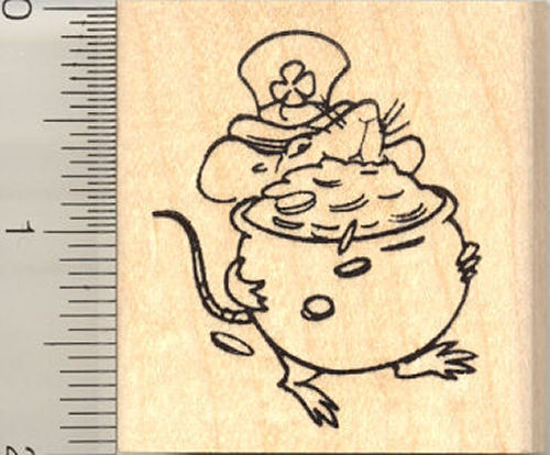 Leprechaun Mouse Rubber Stamp