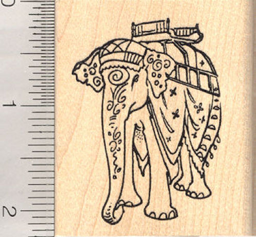 Caparisoned Indian Elephant Rubber Stamp