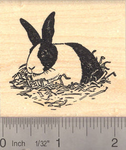 Black and White Dutch Rabbit Rubber Stamp