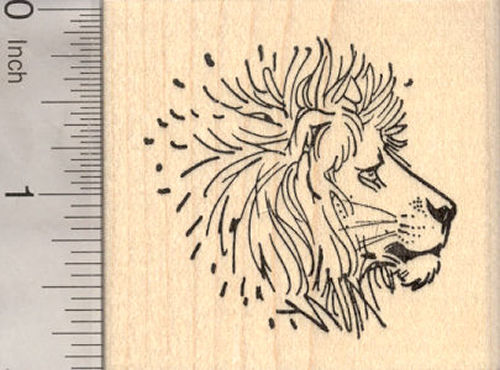 Lion Profile Rubber Stamp, Wildlife, Big cat